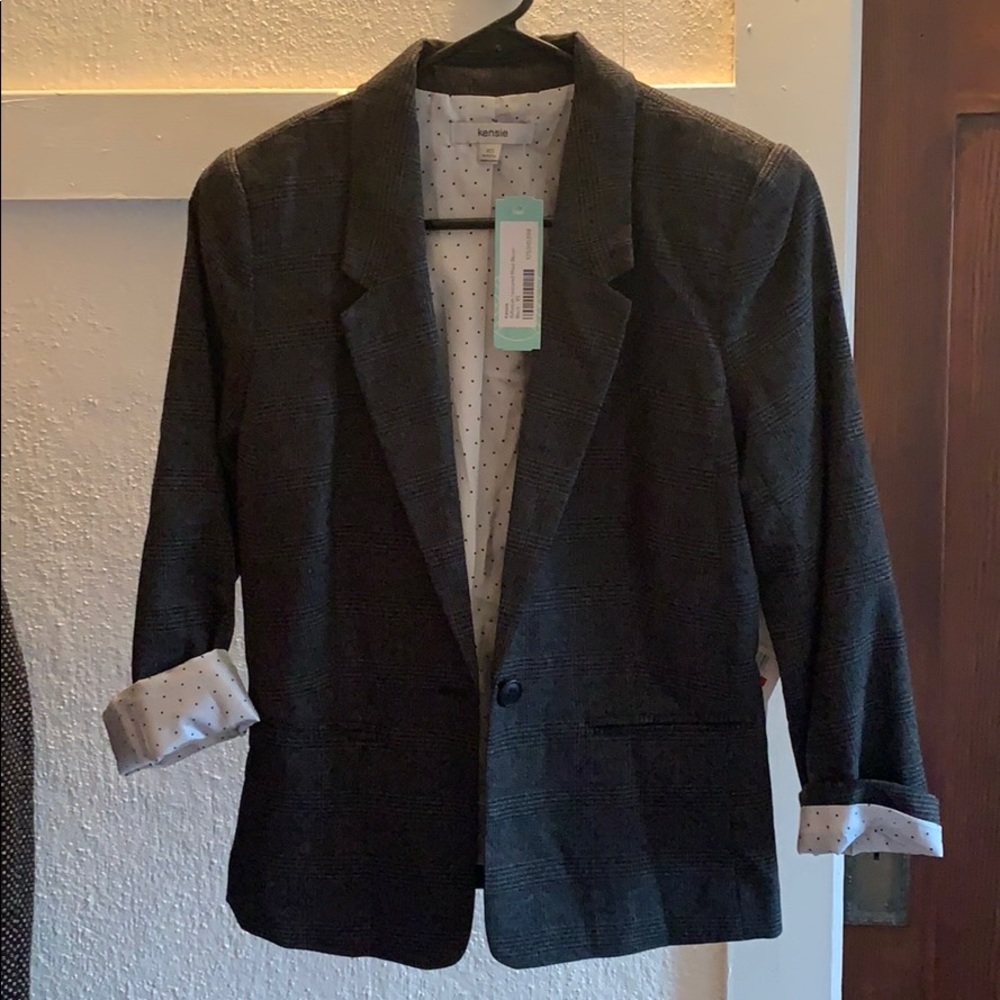 Rebekah textured black/grey plaid blazer